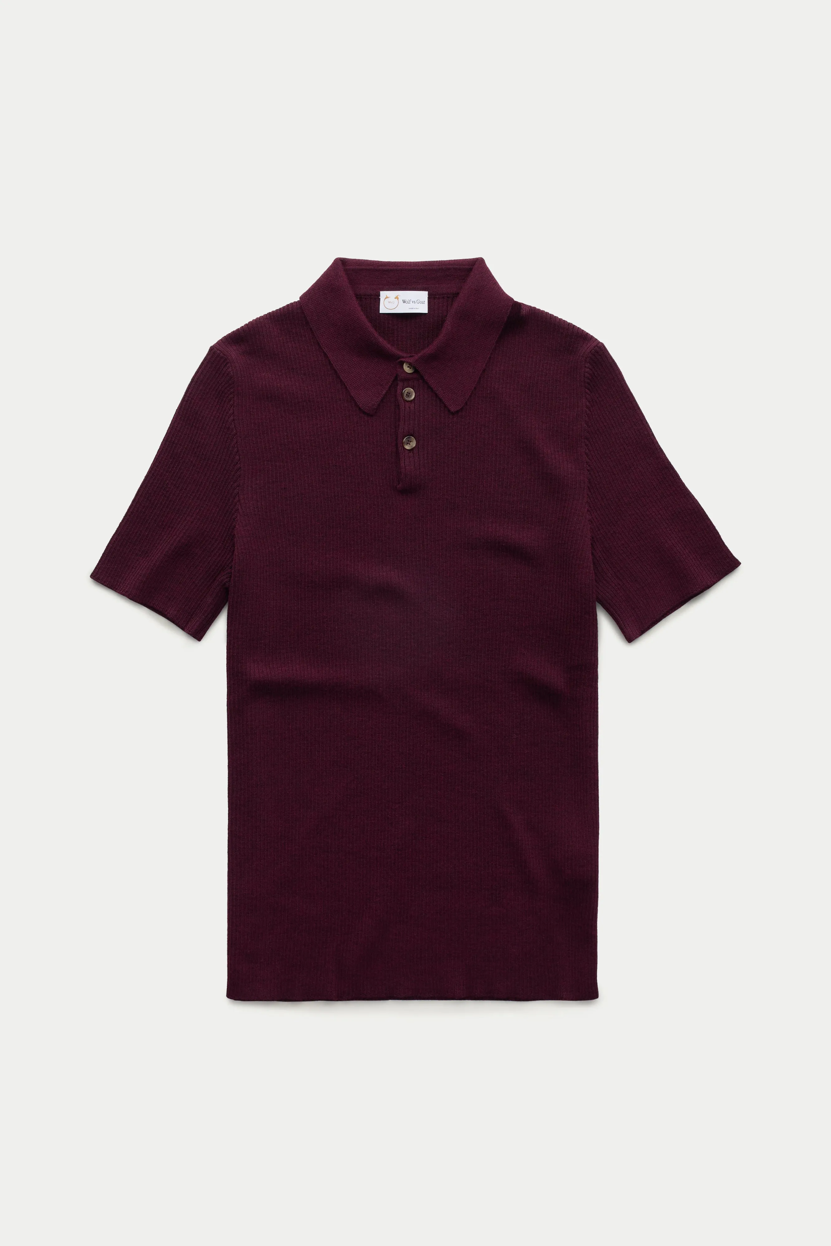 Short Sleeve Wool Silk Rich Boy Knitted Polo Burgundy