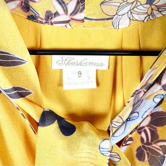 Shoshanna Elena Cold Shoulder Yellow Silk Floral Maxi Dress Size 8