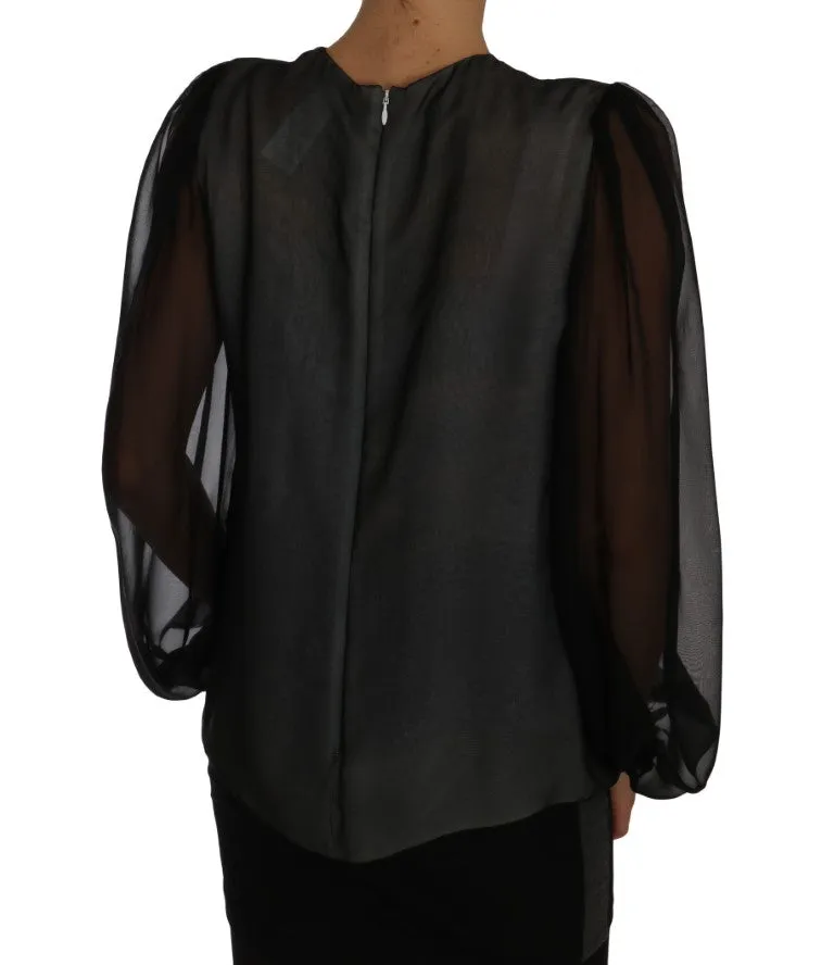 Silk Black MADONNA Crystal Sicily Blouse