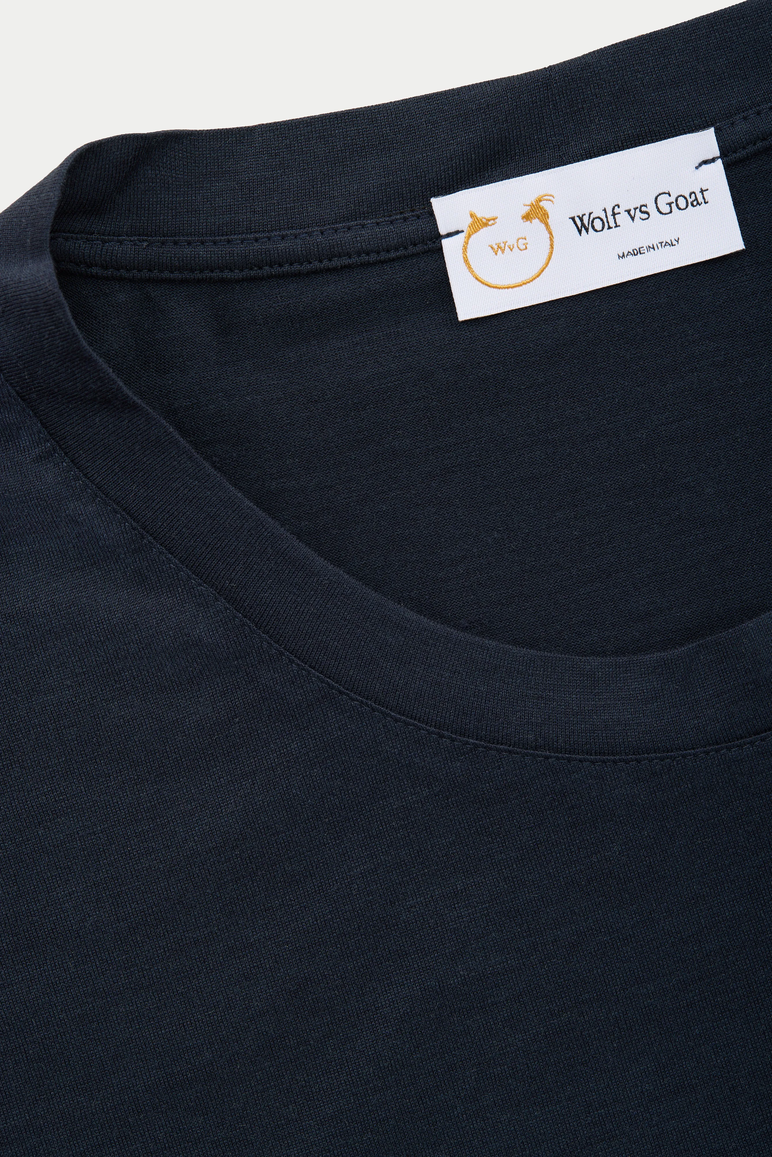 Silk Cotton Short Sleeve Crew Neck T-Shirt Midnight