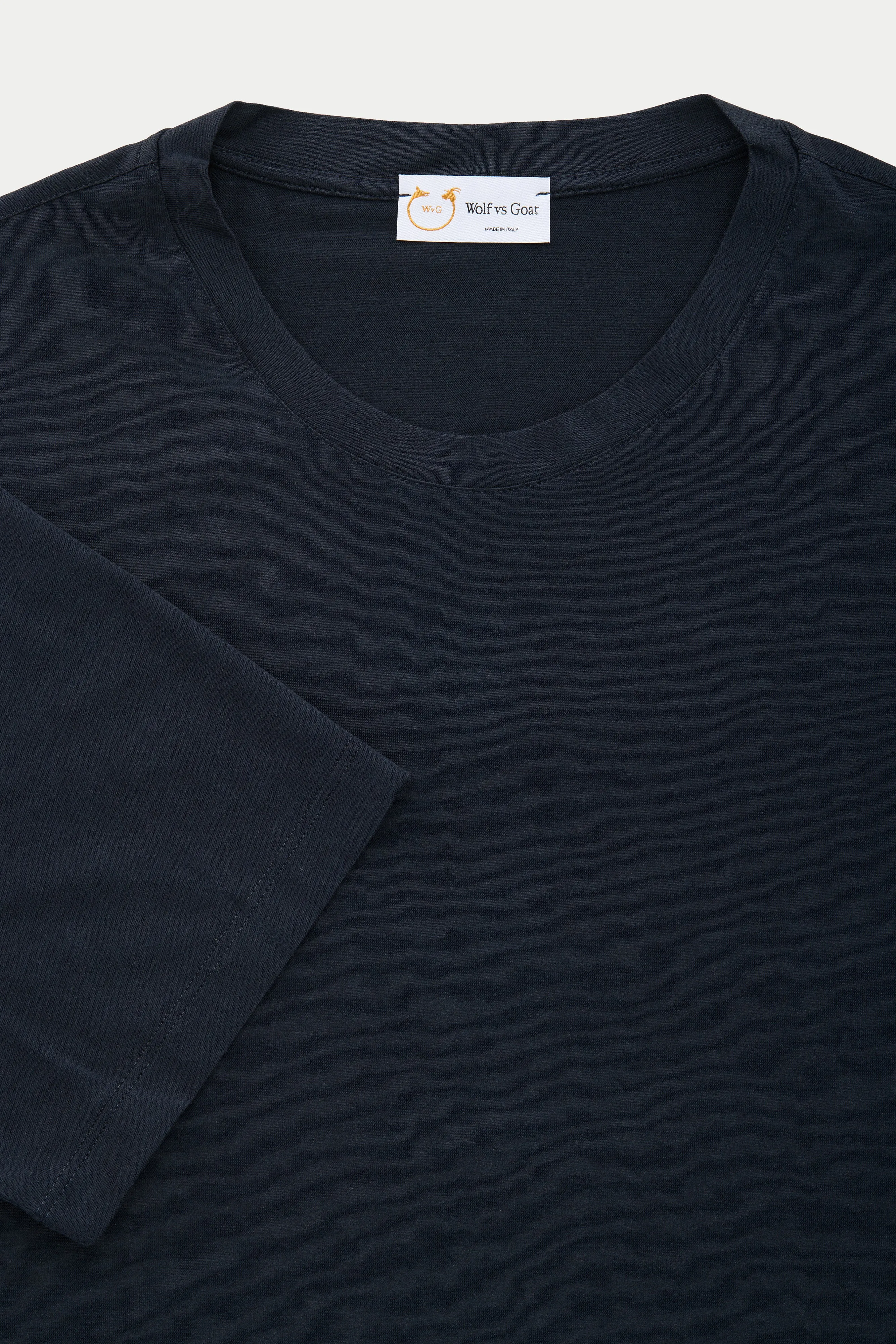 Silk Cotton Short Sleeve Crew Neck T-Shirt Midnight