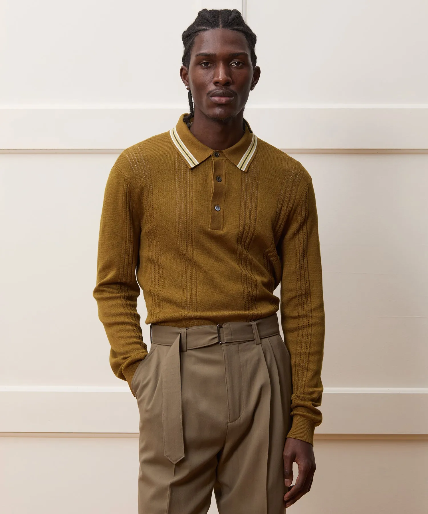 Silk-Cotton Tipped Sweater Polo