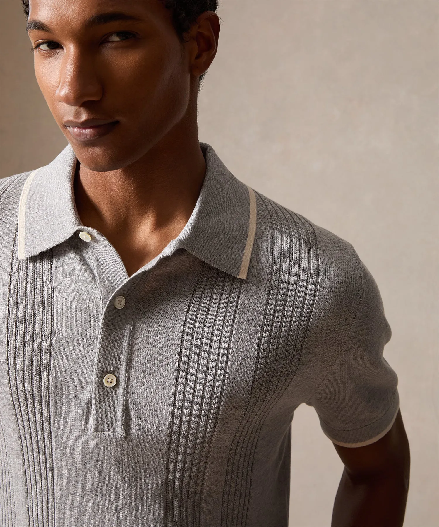 Silk-Cotton Tipped Sweater Polo