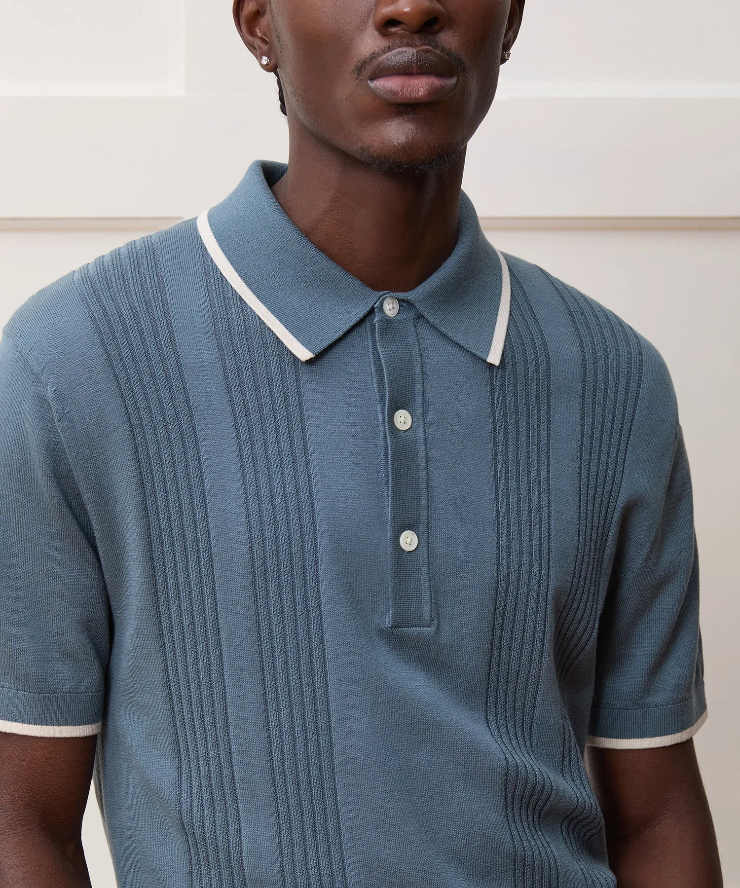 Silk-Cotton Tipped Sweater Polo