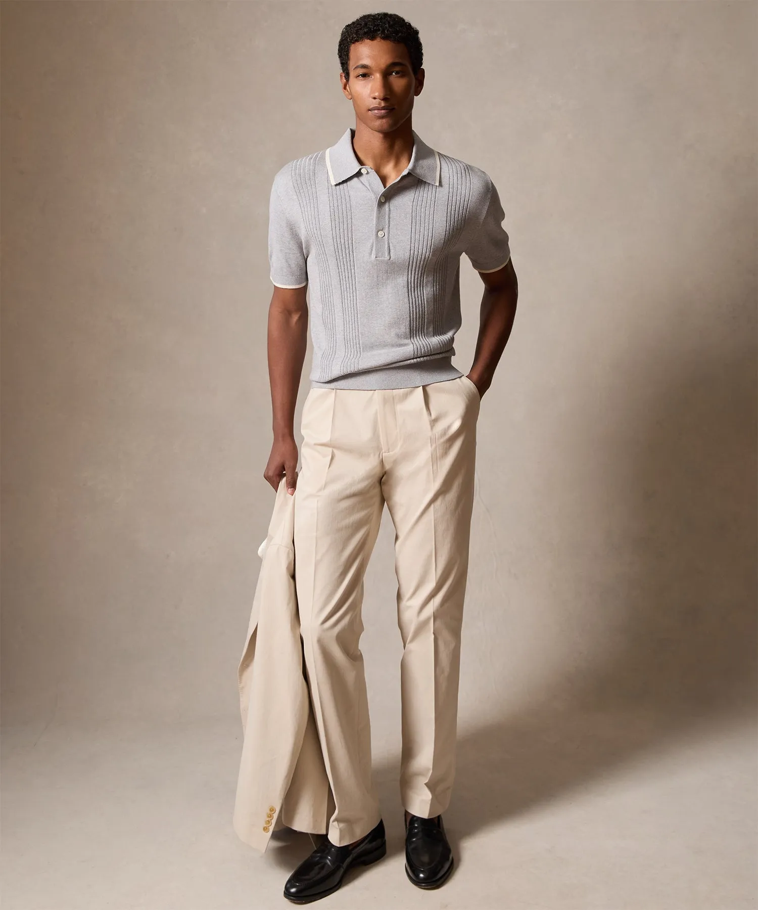 Silk-Cotton Tipped Sweater Polo
