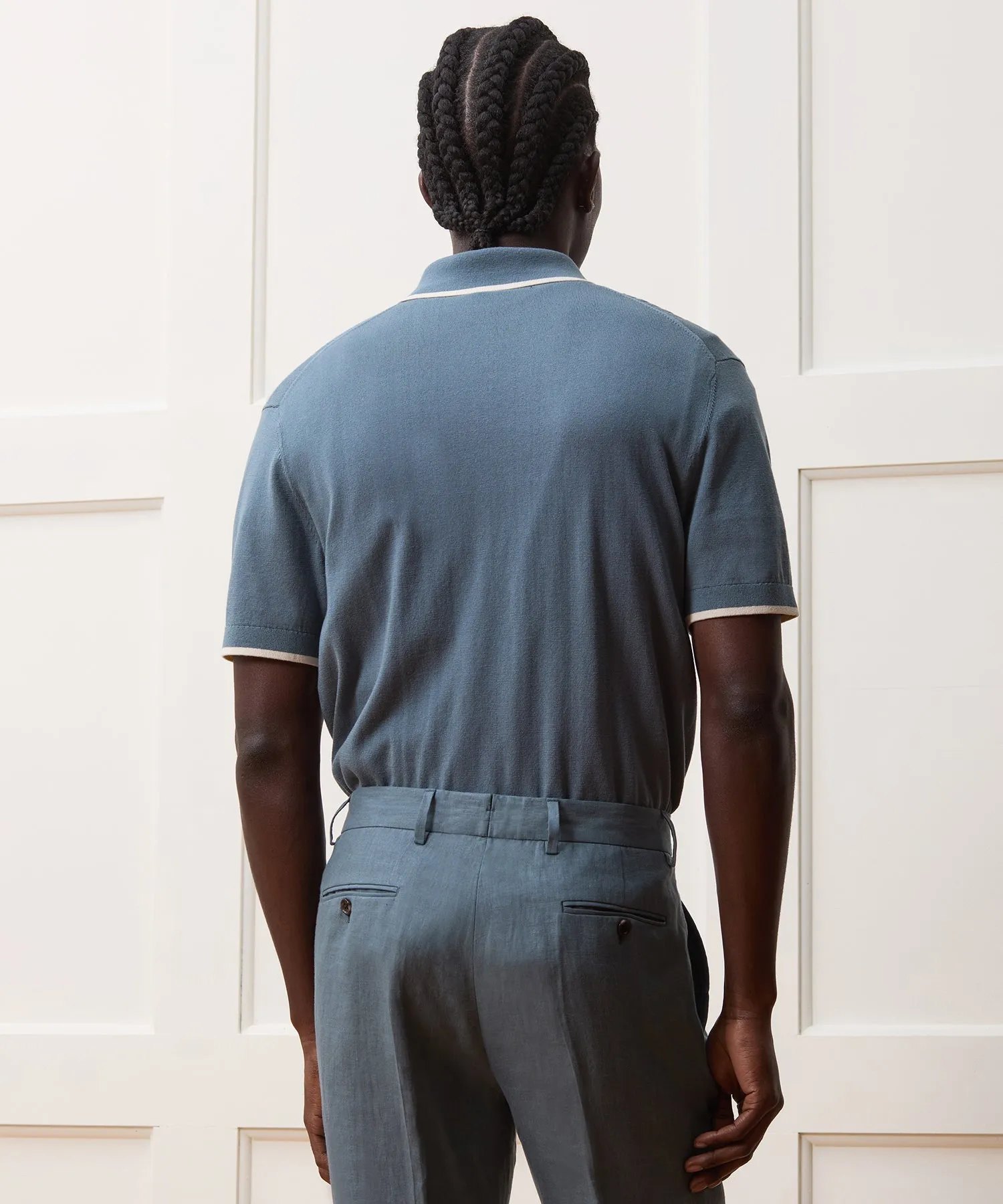 Silk-Cotton Tipped Sweater Polo