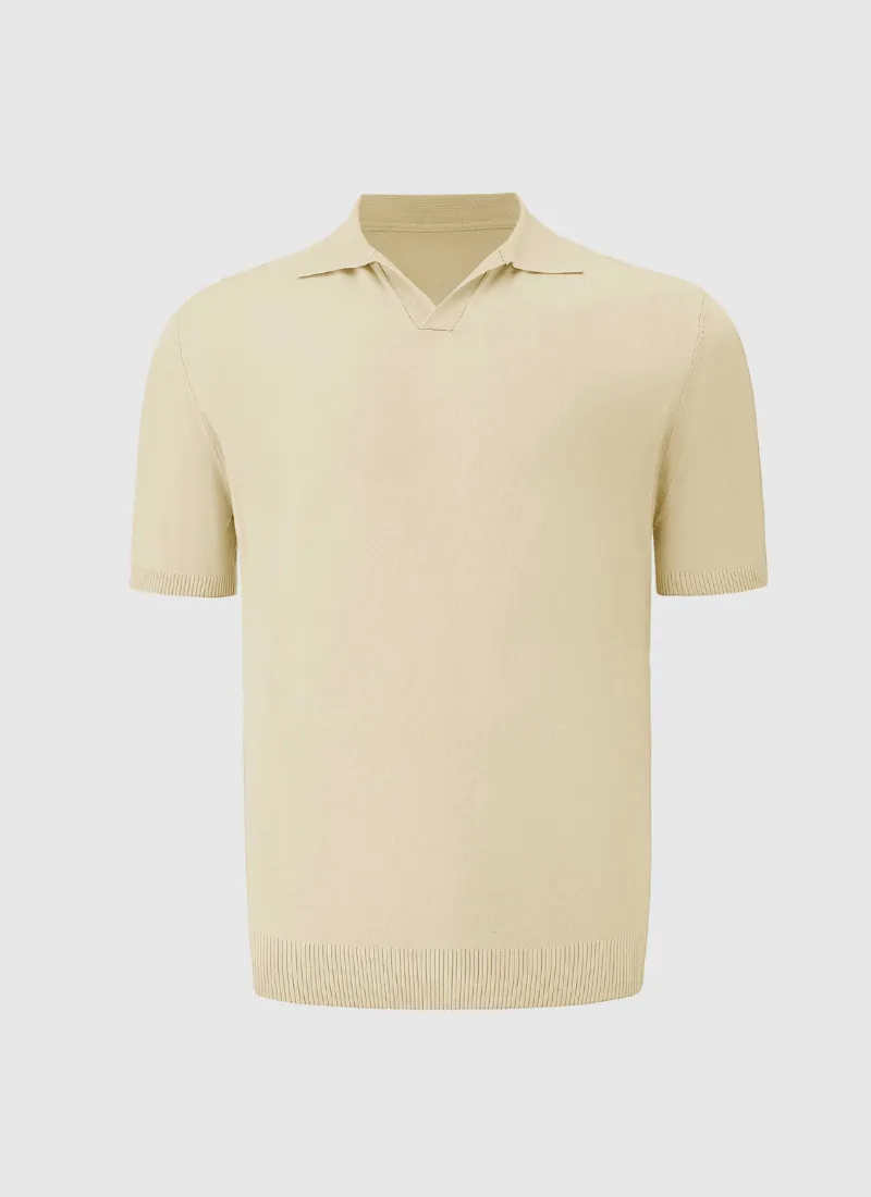 Silk V-neck Polo T-Shirt
