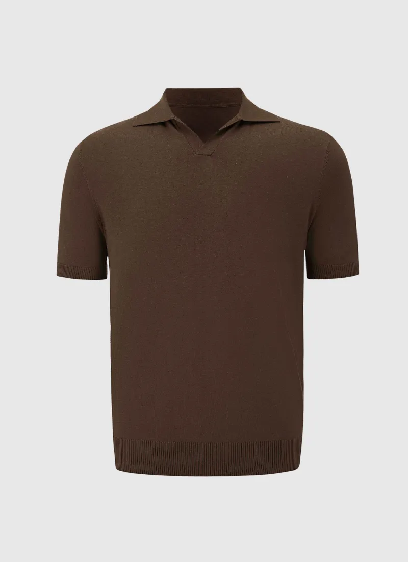 Silk V-neck Polo T-Shirt