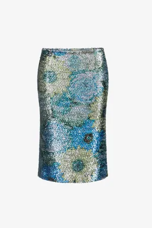 Silver Dew Sequin Midi Skirt *Pre-Order*
