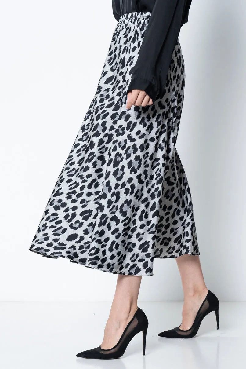 Silver Leopard Maxi Skirt