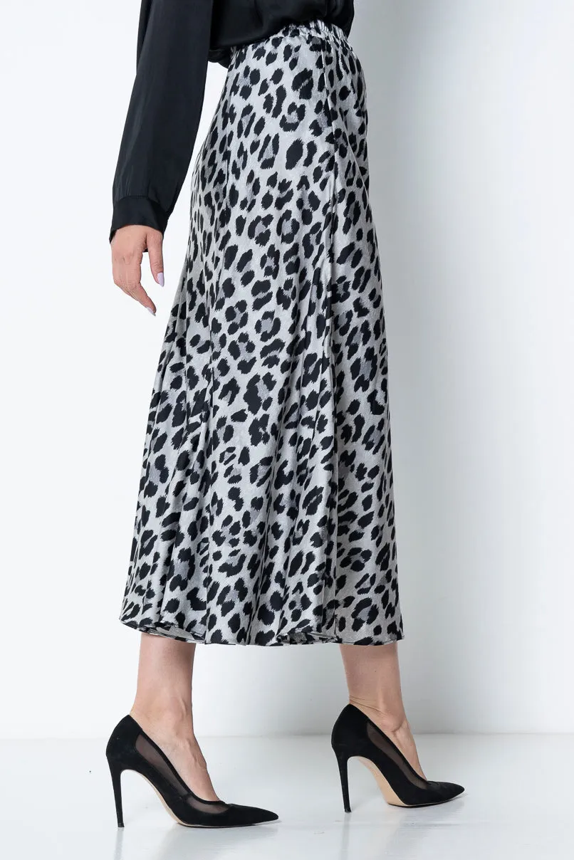 Silver Leopard Maxi Skirt