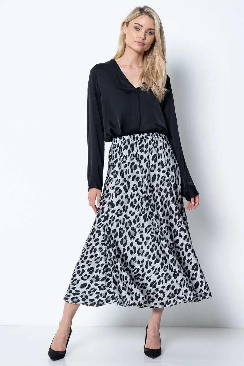 Silver Leopard Maxi Skirt