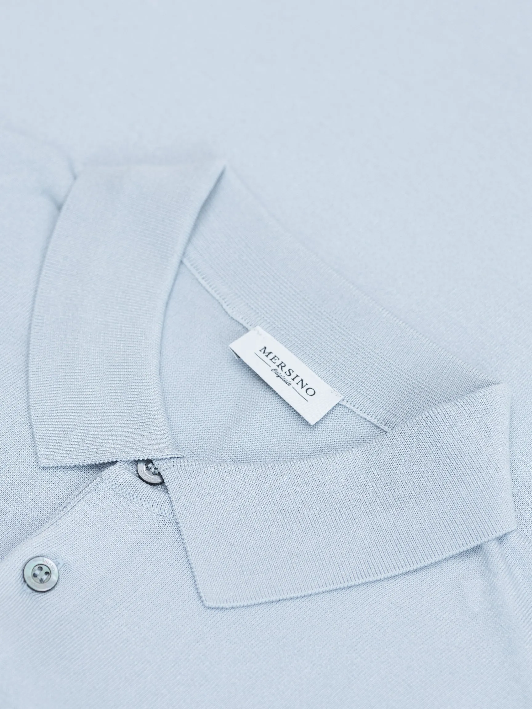 SKY BLUE SILK-COTTON POLO
