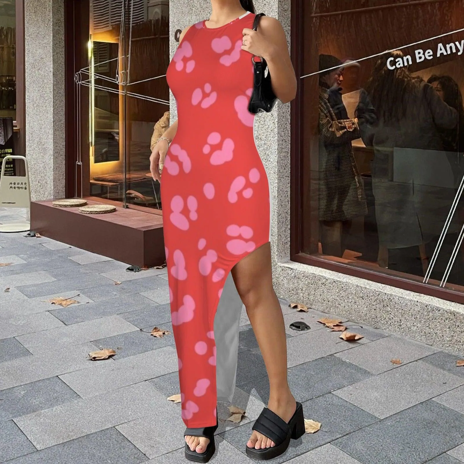 Sleeveless Backless Hollow Slit Maxi Dress