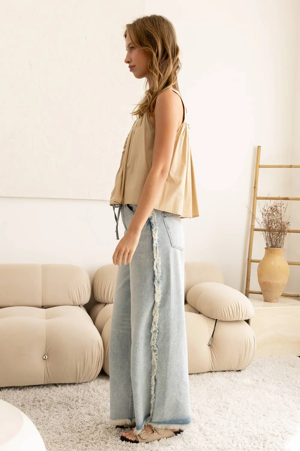 Sleeveless Ruffle Detail Top
