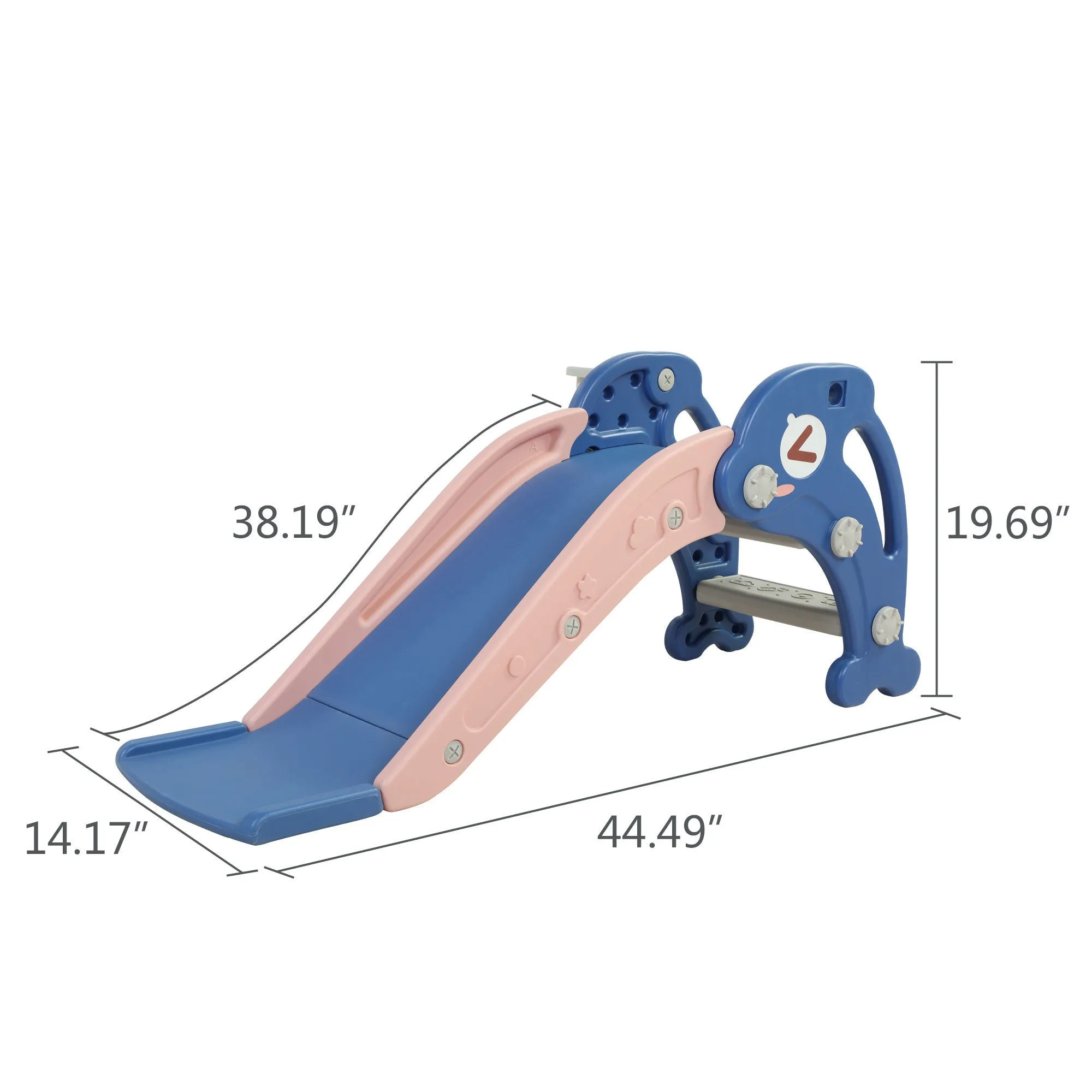 Slide for Kids Toddler Climber Slide with Long Slipping Slope Basketball Hoop and Balls