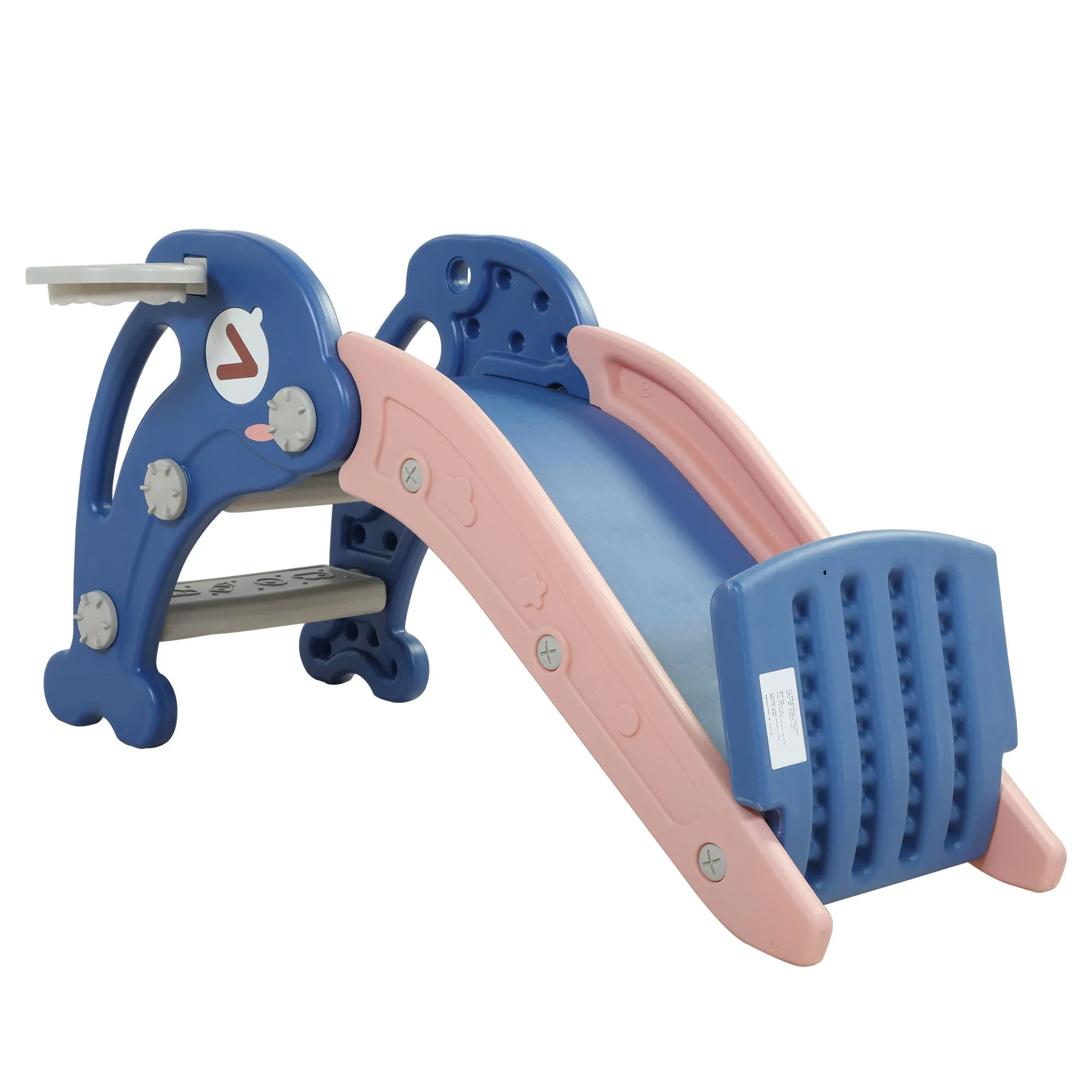 Slide for Kids Toddler Climber Slide with Long Slipping Slope Basketball Hoop and Balls