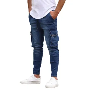 Slim-Fit Multi-Pocket Stretch Pencil Jeans for Men