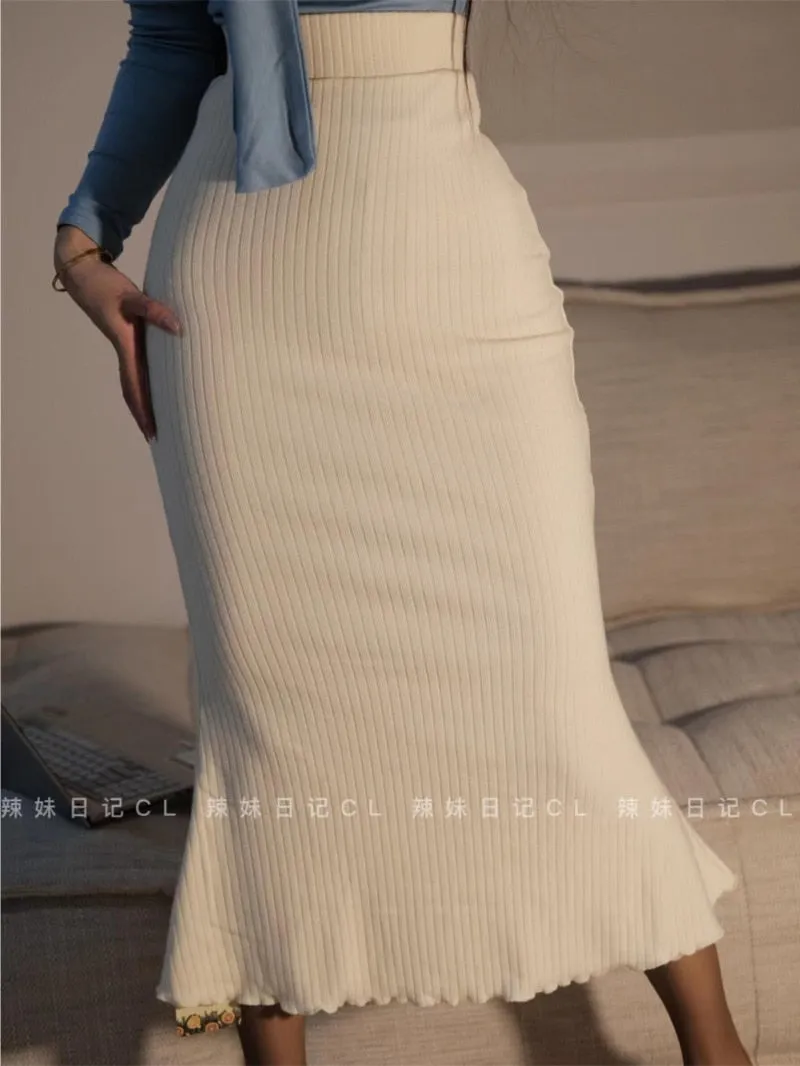 Slim High Waist Fishtail Skirt Women Thin Slim Hip Long Skirt
