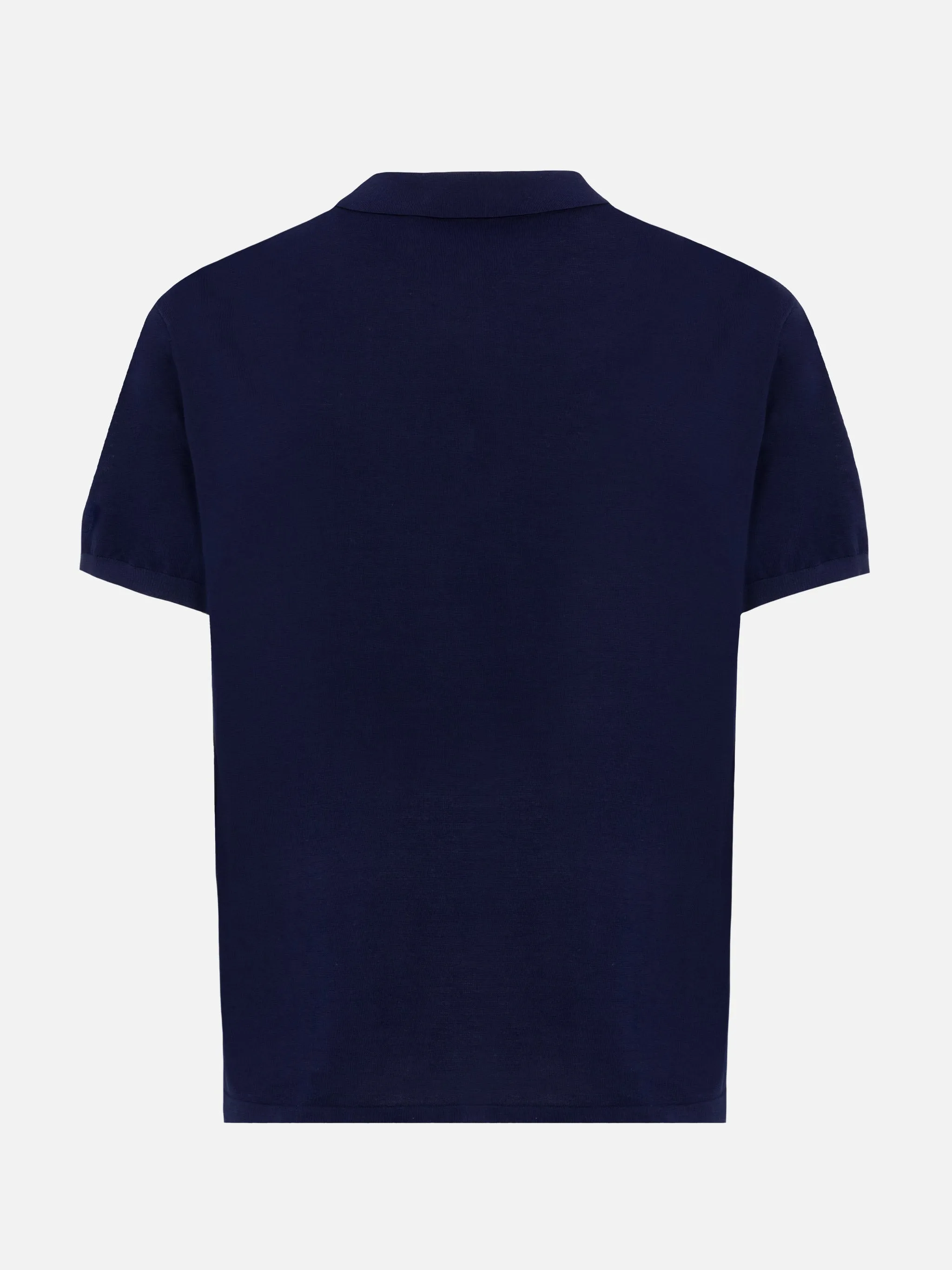 Sloan navy blue silk cotton knitted polo shirt