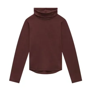 Smalls Merino Wool Kids Base Layer, Polo Neck | Chocolate Brown