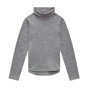 Smalls Merino Wool Kids Base Layer, Polo Neck | Grey Marl
