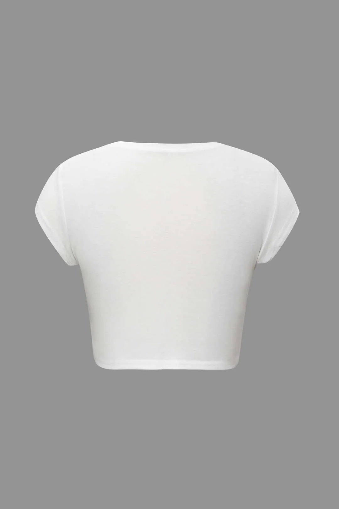 Sofia - Hands Print Round Neck Woman's Crop T shirt
