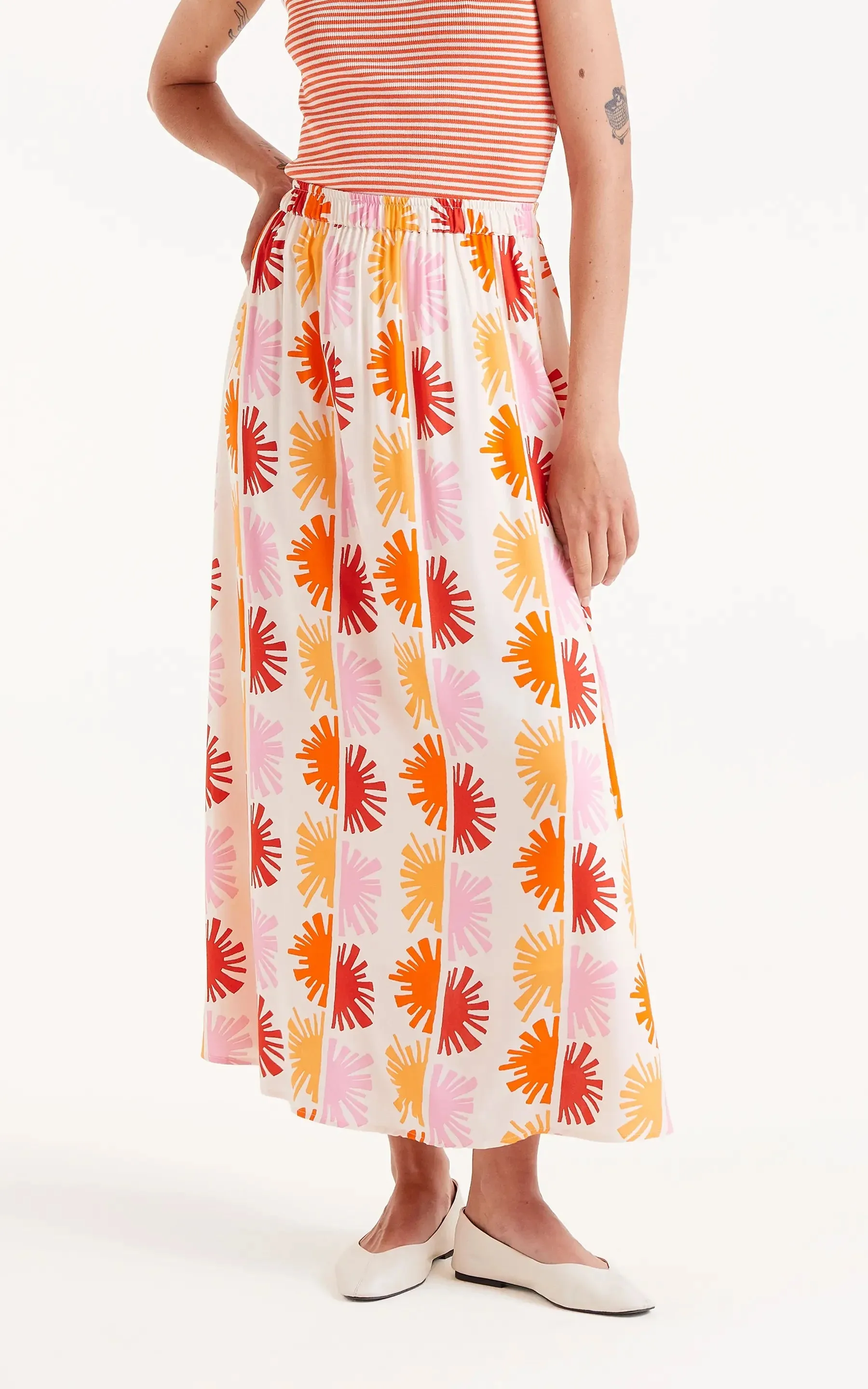 Solei Print Midi Skirt
