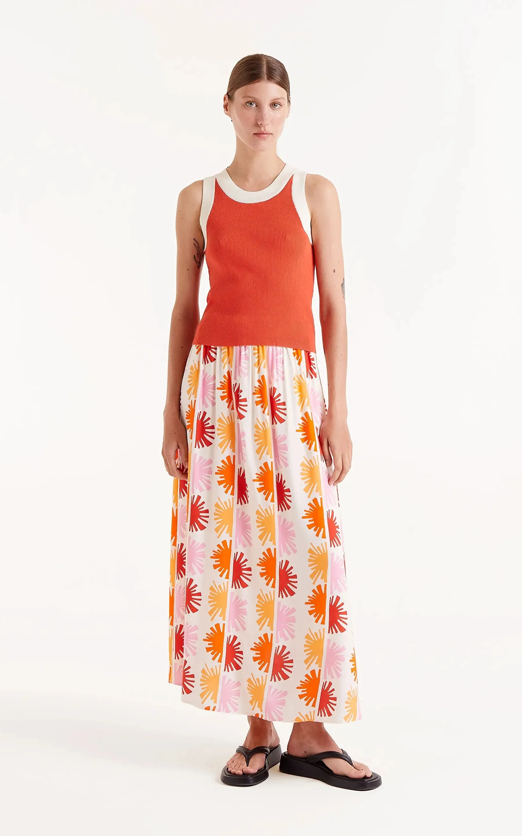 Solei Print Midi Skirt