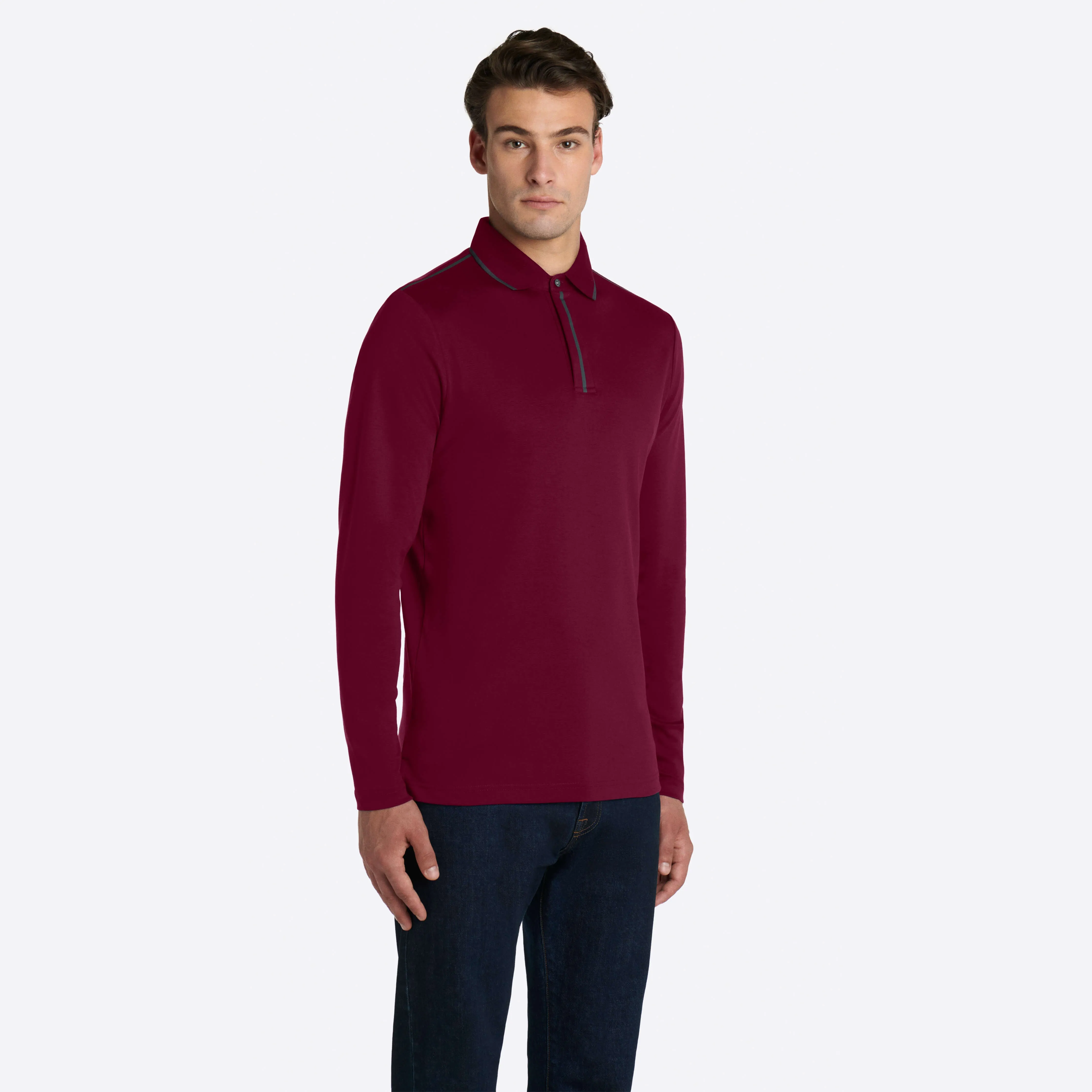 Solid Heather Long Sleeve Polo