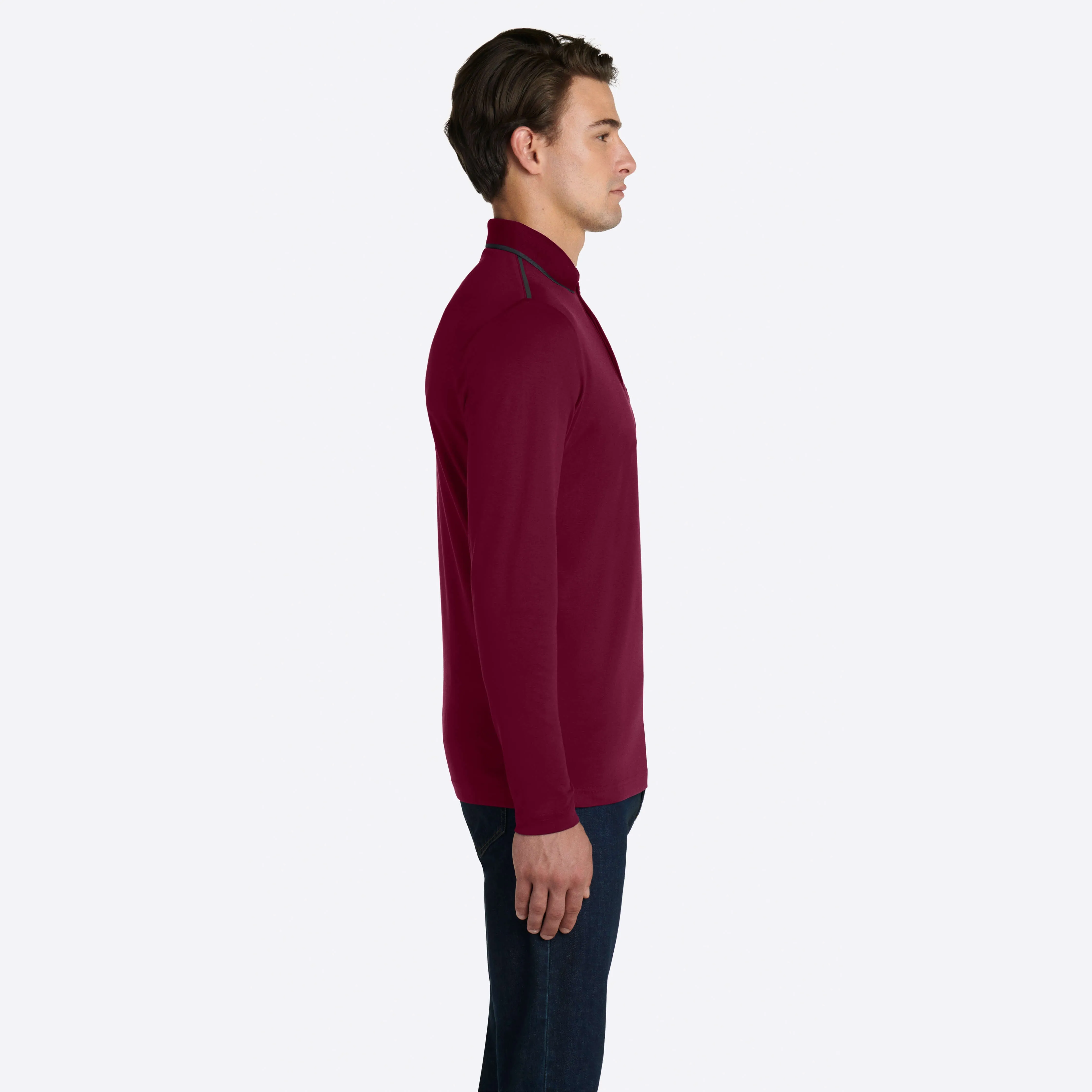 Solid Heather Long Sleeve Polo