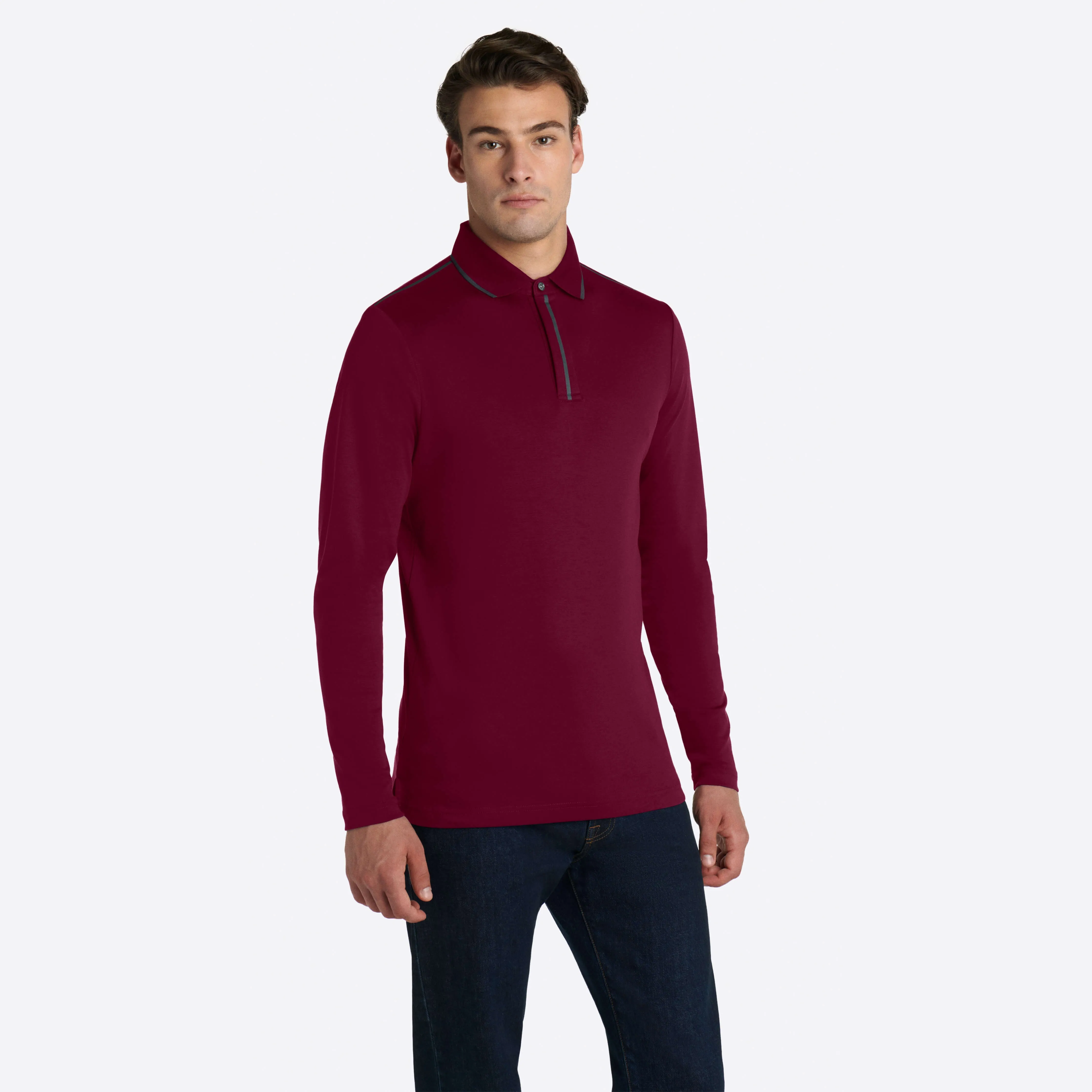 Solid Heather Long Sleeve Polo