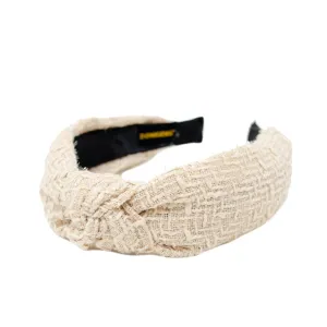 Solid Tweed Knot Headband - Creme