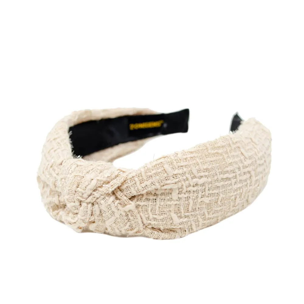 Solid Tweed Knot Headband - Creme