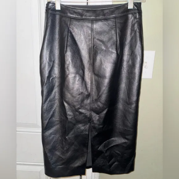 Sophie Rue NWT Bridget Faux Leather Midi Pencil Skirt Small