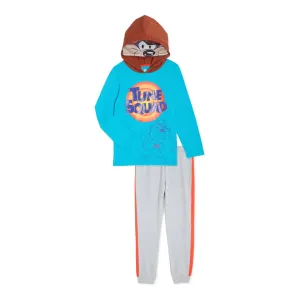 Space Jam Boys Hoodie Tee & Jogger Pant with Mask, 2-Piece Cosplay Outfit Set, 4-10