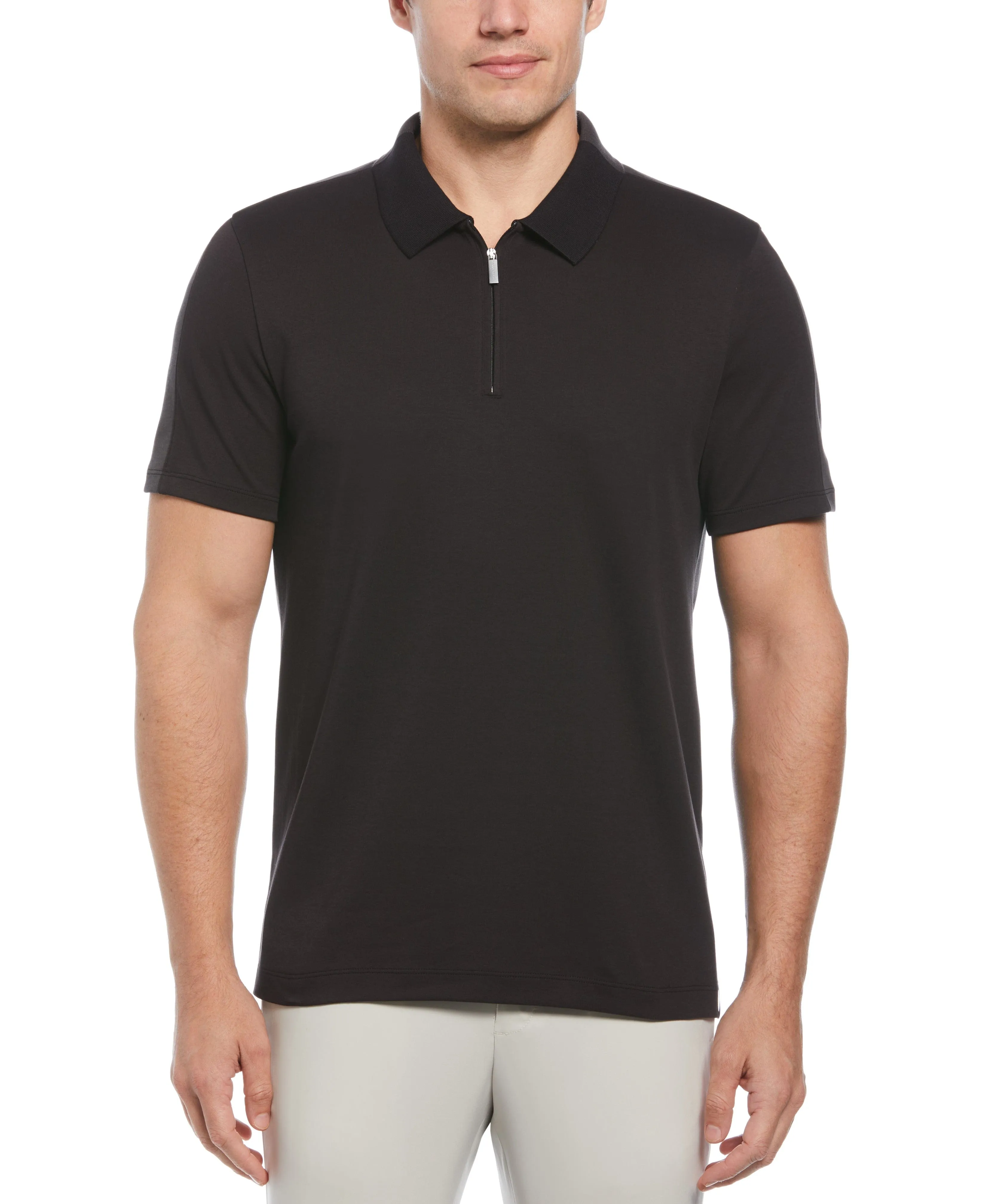 Split Black Zip Polo