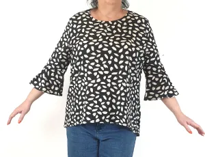 St Frock black and white 3/4 sleeve top size 16