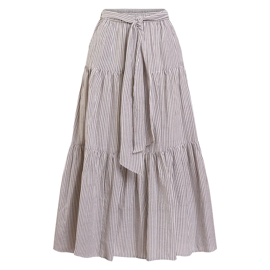 Steel Seersucker Sash Matisse Skirt