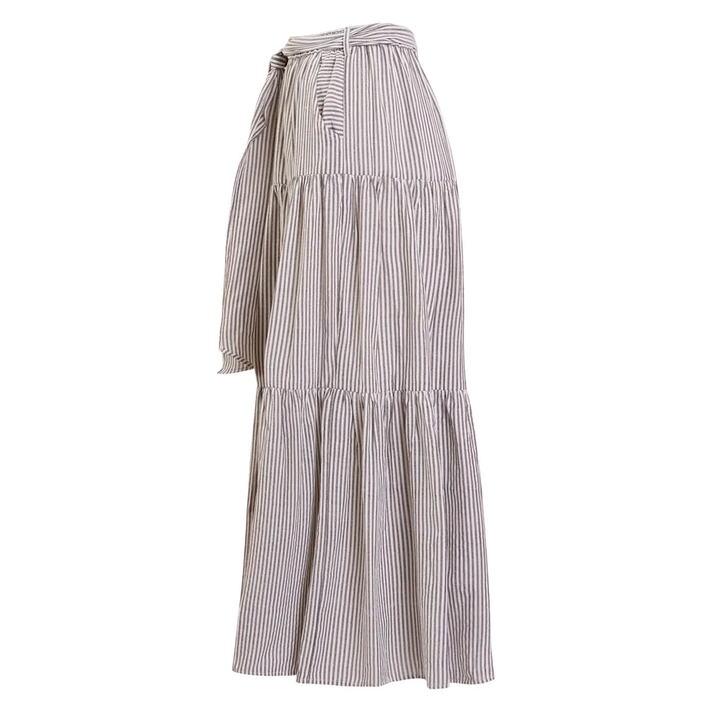 Steel Seersucker Sash Matisse Skirt