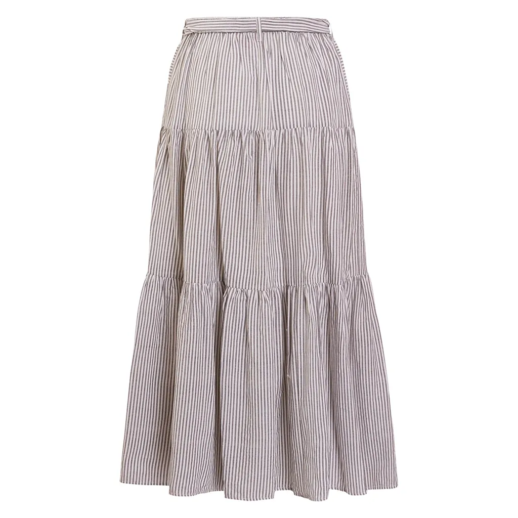 Steel Seersucker Sash Matisse Skirt