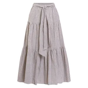 Steel Seersucker Sash Matisse Skirt