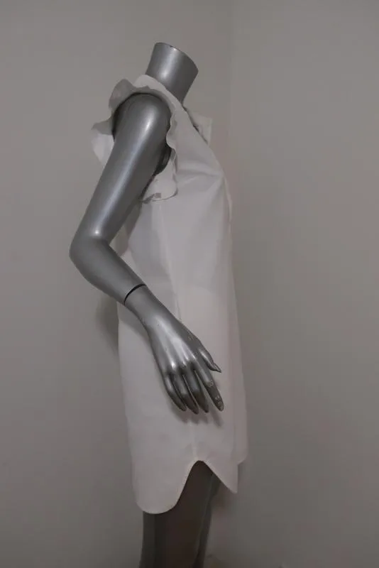 Stella McCartney Dress Diana White Cotton Pique Size 36 Ruffle Trim Polo Dress