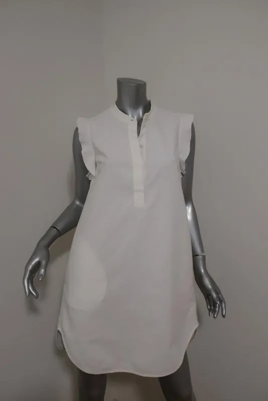 Stella McCartney Dress Diana White Cotton Pique Size 36 Ruffle Trim Polo Dress