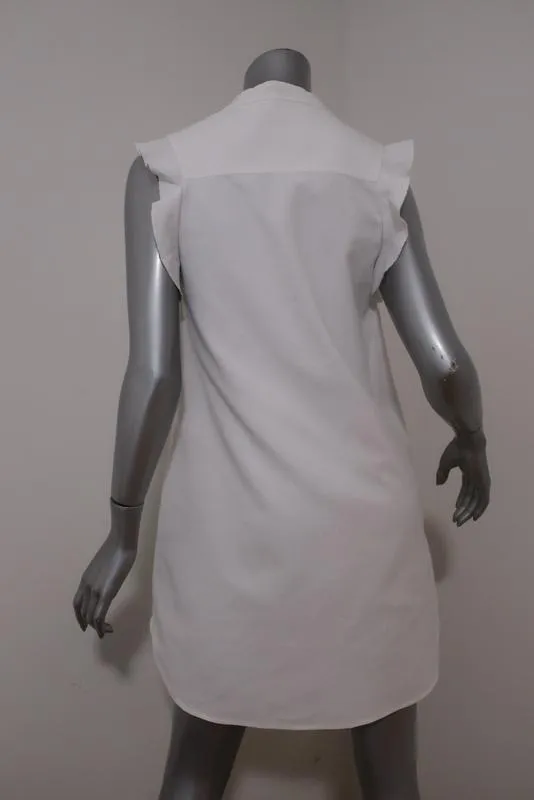 Stella McCartney Dress Diana White Cotton Pique Size 36 Ruffle Trim Polo Dress