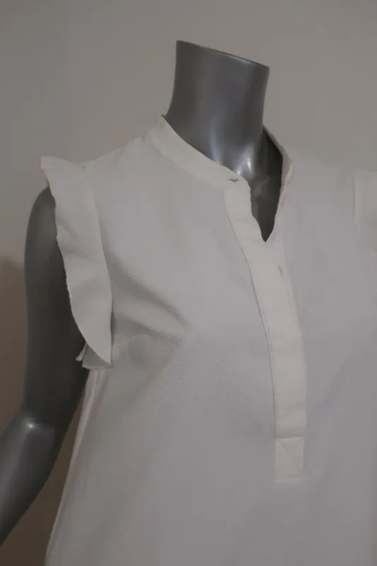 Stella McCartney Dress Diana White Cotton Pique Size 36 Ruffle Trim Polo Dress