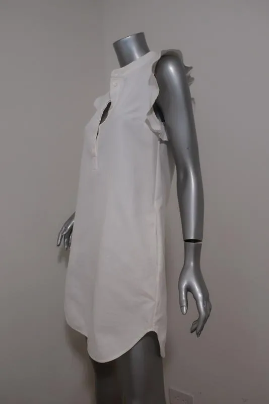 Stella McCartney Dress Diana White Cotton Pique Size 36 Ruffle Trim Polo Dress