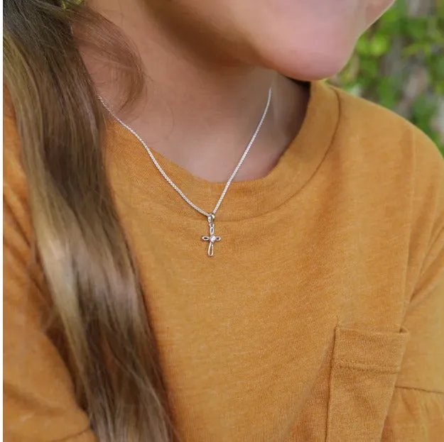 Sterling Silver Children's Infinity Cross Necklace for Kids