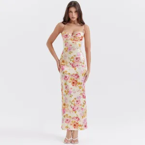 Strappy Sleeveless Floral Maxi Bodycon Dress HI1409