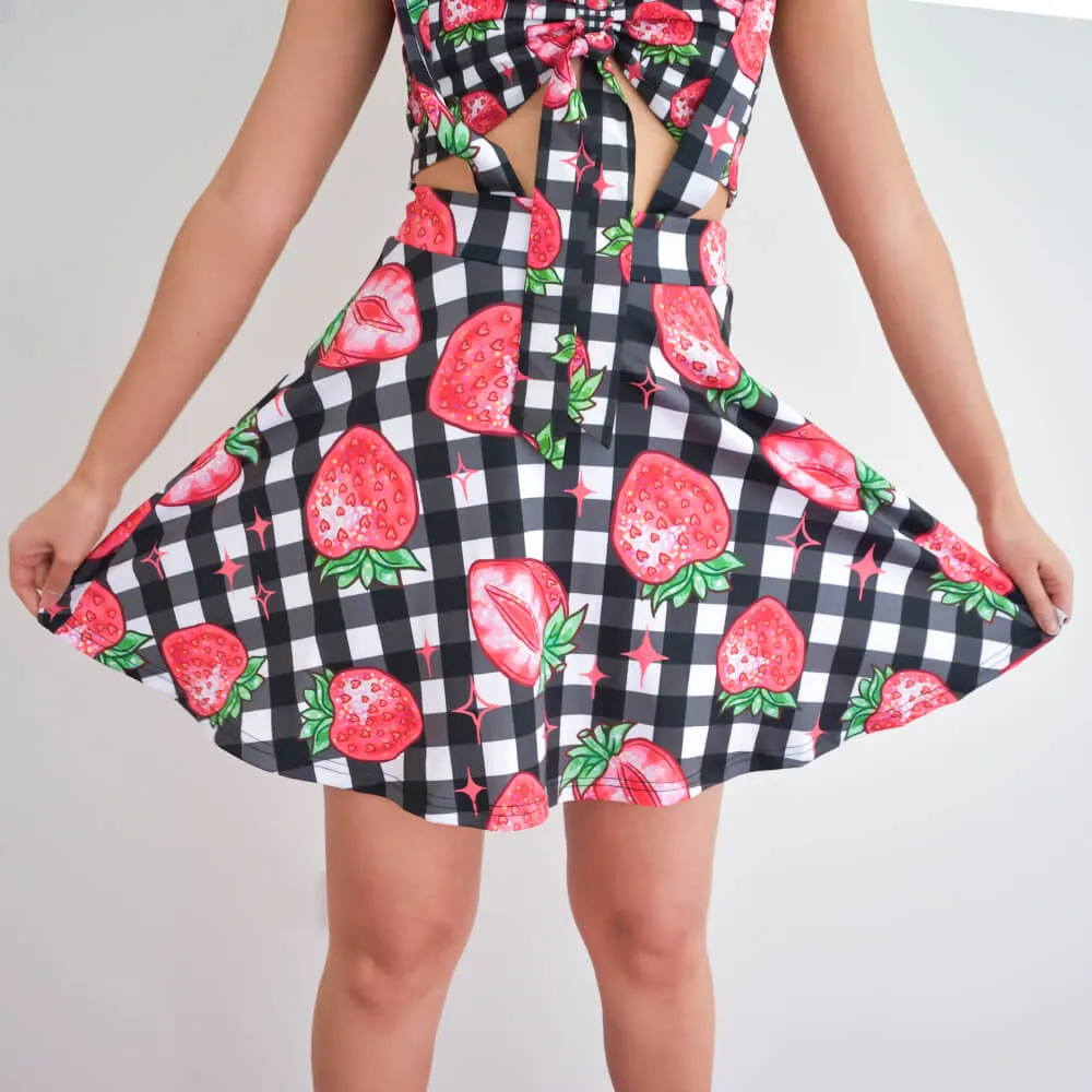 Strawberry Suspender Skirt - Black 🍓